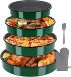 Enamel Pizza Pan Set Round Baking Pans for Oven Roasting Chicken Roast & Ham Dish 4-Pack 9/10/12/14 Inch Non-Stick Heat Resistance Dishwasher Safe, Birthday & Mother Day Gift Cake Pan