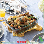 Simax Large Glass Casserole Dish, Oven Safe Cookware With Lid, Oblong Covered Glass Dish For Baking, Serving, Cooking, Microwave and Dishwasher Safe Bakeware, 3 Quart Capacity