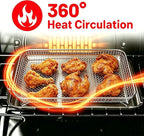 Air Fryer Basket Tray Replacement with Cuisinart TOA-60 TOA-65 TOA-70 air fryer toaster oven, 12.4 * 11''Steel Basket and Wire Rack Mesh Basket Accessories Parts, Dishwasher Safe