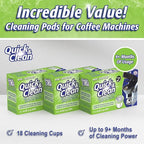 Quick & Clean [18-Pack] Cleaning Pods - K Cup Cleaner Pods for Keurig - 2.0 Coffee Machine Compatible, Removes Stains, Non-Toxic and Eco-Friendly