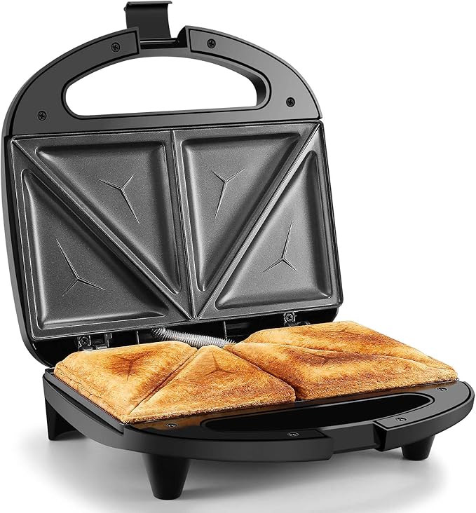 OSTBA Sandwich Maker, 2 Slice Grilled Cheese Maker with Non-stick Triangle Plates, Indicator Lights, Cool Touch Handle, Easy to Clean and Store, 750W
