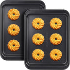 Small Cookie Sheets, Baking Pans, Nonstick Carbon Steel Baking Sheets, 2-Pack, 9.5 X 7.1 Inches (Inner 7.5 X 6)