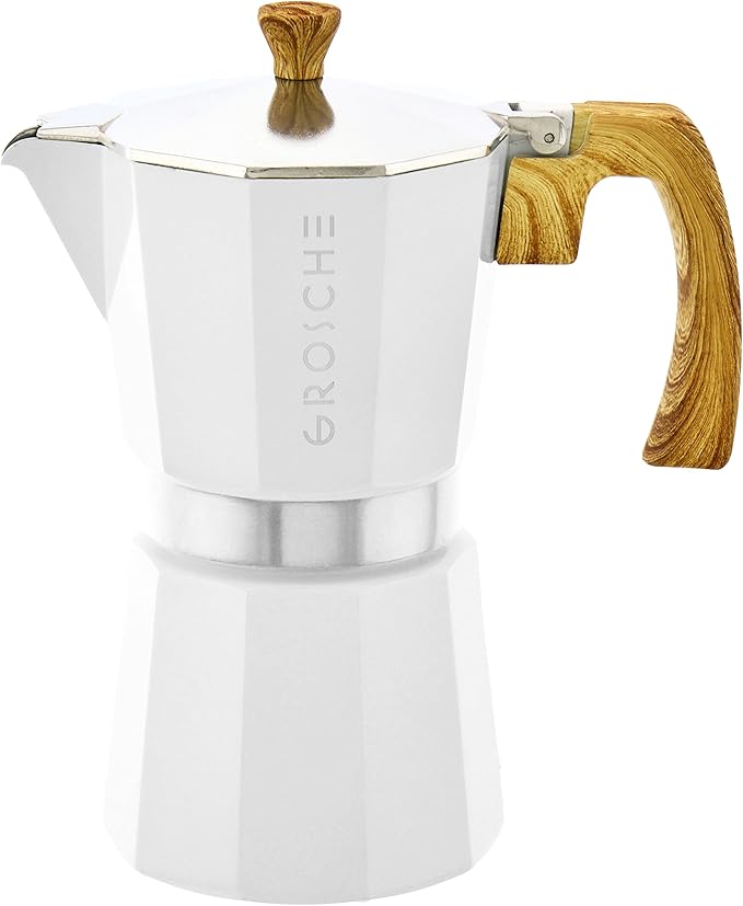 GROSCHE Milano Moka Stovetop Espresso Coffee Maker (9 Cup / 450 ml, White)