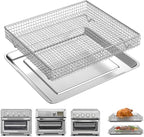 Air Fryer Basket Tray Replacement with Cuisinart TOA-60 TOA-65 TOA-70 air fryer toaster oven, 12.4 * 11''Steel Basket and Wire Rack Mesh Basket Accessories Parts, Dishwasher Safe