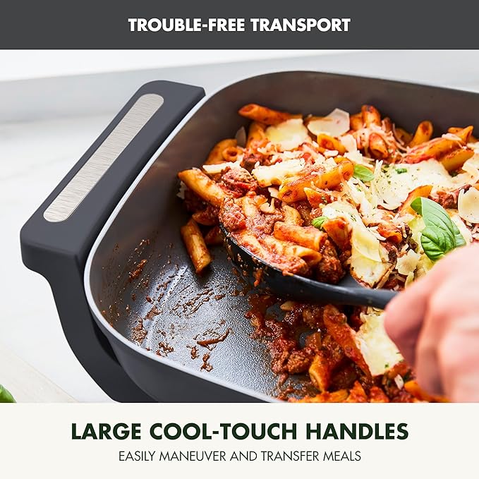 GreenPan Advanced 12” X 15” Electric Skillet with Lid, 7QT Capacity for Family Meals, Healthy Ceramic Nonstick PFAS-Free Coating, Fry, Sauté, Steam, Simmer, Sear, Stir Fry, Dishwasher Safe, Graphite