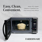 Farberware 1.1 Cu. Ft. Countertop Microwave Oven – 1000 Watts Power, Auto Cook Settings, Defrost, Easy Clean and Child Safety Lock - Stainless and Black