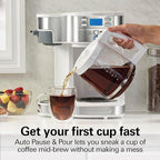 Hamilton Beach 2-Way Programmable Coffee Maker, 12 Cup Glass Carafe And Single Serve Coffee Maker, White with Stainless Steel Accents, 49933