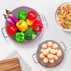 Rainbow Strainer for Kitchen, 5QT, Stainless Steel Colander with Handle for Fruits Vegetables Cooking Food, Dishwasher Safe
