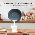 SENSARTE Nonstick Saucepan with Lid, 2.0 Quarts Small Pot with Swiss Granite Coating, Stay-cool Handle, Handy Sauce Pot Small Kitchen Cooking Pot, Induction Comptable, Free of Intentionally Added PFOA