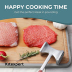 KITEXPERT Meat Tenderizer Hammer with Comfortable-Grip Handle, Dual-side Mallet for Kitchen, Heavy Duty Pounder For Tenderizing Steak, Beef and Fish, Red