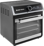 West Bend Air Fryer Oven 15-Quart Capacity with Digital Controls Easy-View Door and 16 Cooking Presets, Includes Eight Cooking Accessories, 1000-Watts, Black