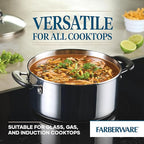 Farberware Brilliance Stainless Steel Dutch Oven/Casserole Pan with Glass Lid, 5 Quart, Dishwasher Safe and Induction Ready, Compatible with All Cooktops, Stainless Steel