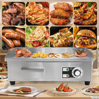 Dyna-Living Commercial Electric Griddle 22'' Flat Top Grill Countertop 3000W Stainless Steel Electric Griddle Nonstick Commercial Flat Top Griddle Countertop Grills, 122°F-572°F Temp Adjustable