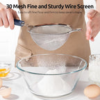 U-Taste Medium Fine Mesh Strainer: 18/8 Stainless Steel 4.73in 30 Mesh Kitchen Food Sieve with Sturdy Riveted Silicone Handle, Heavy Duty Deep Handheld Metal Colander for Rice, Quinoa(Midnight Blue)