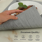 Leetaltree Grey Placemats, Heat Resistant Non-Slip Place mats for Dining Table, Washable Durable PVC Vinyl Woven Table Mats (Set of 12)