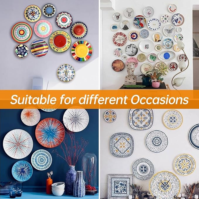 Bilillo 4 Pack Plate Hangers for The Wall, Suitable for 16''-20'' Decorative Plate,Invisible Heavy Duty Wire Plate Holder with Wall Hooks, Plate Hangers for Displaying Plates, Platter, Dish (Black)