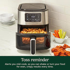 Cuisinart Air Fryer, 6-Quart Basket Large Fryer with 5 Cooking Functions to Roast, Bake, Broil, Air Fry and Keep Warm, 5 Airfryer Presets, Dishwasher-Safe Parts, AIR-200NAS, Stainless Steel & Black
