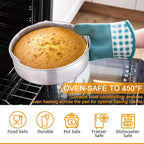 E-far Stainless Steel Baking Pan Set, 9-Piece Bakeware Sets for Cake Cookie Loaf Muffin, Include Round, Square, Rectangle Baking Sheet Pan with Lid & Cooling Rack, Dishwasher Safe