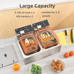 Electric Deep Fryer 17.2L/18.2QT Stainless Steel Dual Tank Commercial Fryer with Basket, 3400W 110V Countertop Deep Fryer for Home Kitchen and Restaurant Use with Oil Thermometer & Temperature Control