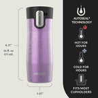 Contigo® AUTOSEAL® West Loop Vacuum-Insulated Stainless Steel Travel Mug with Easy-Clean Lid, 16 oz, 2-Pack, Crystal Pansy; Crystal Juniper