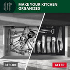 ROYAL CRAFT WOOD Luxury Bamboo Kitchen Drawer Organizer - Silverware Organizer - Utensil Holder and Cutlery Tray with Grooved Drawer Dividers for Flatware and Kitchen Utensils (9 Slot, Black)