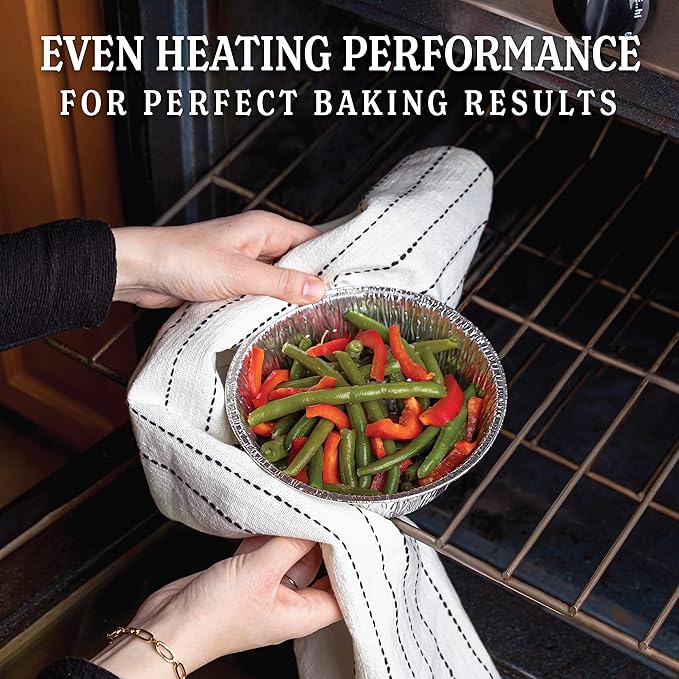 PLASTICPRO 6.5'' Inch Round Tin Foil Pans Disposable Aluminum, Freezer & Oven Safe - For Baking, Cooking, Storage, Roasting, & Reheating, Deep Pack of 20
