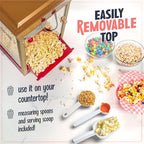 Nostalgia Vintage 8 Ounce Professional Popcorn Cart Makes Up to 32 Cups, Three Storage Candy & Kernel Dispenser Also for Nuts, Chocolate, Measuring Spoons and Scoop Included, Red