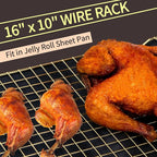 Cooling Rack for Baking, 2-Pack 16x10 Inches Baking Rack, Thick Wire Cookie Rack for Cooking, Roasting, Grilling, Drying, Oven Safe, Fits Half Sheet Pan, Gold