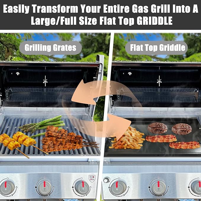 SafBbcue Full Size Griddle Inserts for Charbroil TRU-Infrared 463644220 463632320 463644220 Flat Top Griddle for Charbroil Grill Replacement Parts 463642316 466642416 G369-0030-W2, Carbon Steel