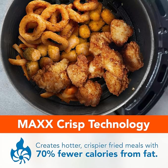 PowerXL Air Fryer 7 QT Maxx Classic, Extra Hot Air Fry, Cook, Crisp, Broil, Roast, Bake, High Gloss Finish, Nonstick, Black