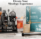 BARE BARREL® Mixology Bartender Kit Bar Set | 16-Piece Cocktail Shaker Set | Martini Barware Mixing Tools for Home Bartending | Incl. 35 Recipe Cards | Gift Set (24oz Cobbler Shaker, Jet Black/Black)