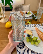 KLIFA- BLOIS- 20.5 ounce, Set of 6, Acrylic Highball Drinking Glasses, BPA-Free, Stackable Plastic Drinkware, Dishwasher Safe, Vintage Looking Cups, Light Teal