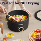 Hytric Hot Pot Electric, 2.5L Portable Electric Pot with Non-Stick Coating, Multi-functional Cooker for Stir Fry, Steak, Noodles, Soup, Portable Ramen Cooker for Dorm and Office, Black