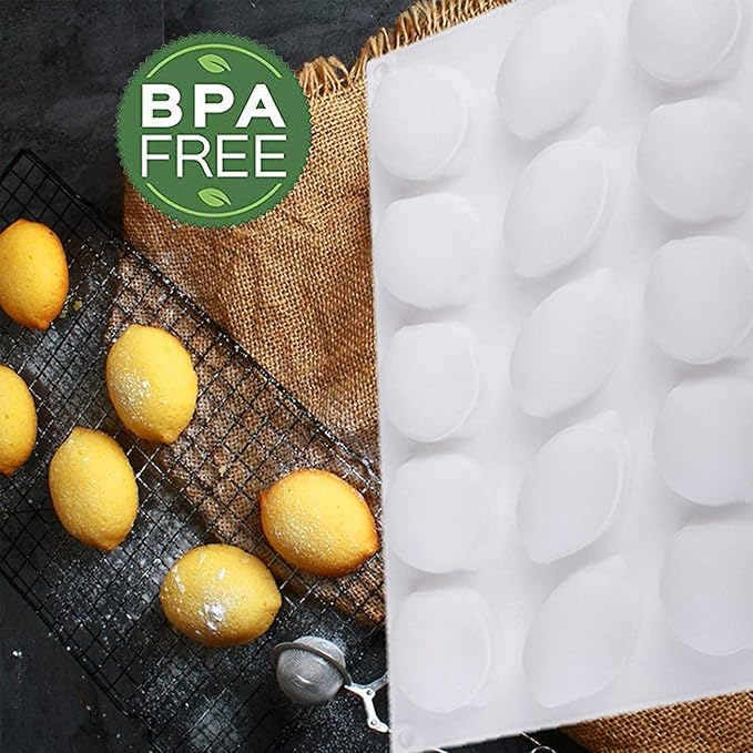 OCPO KITCHEN Lemons Silicone Mold for Baking Mousse Cake, Candy, Chocolate Dessert, Pastry, Ice Cream, Pudding, Lemon (15-Cavity)