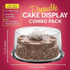 10-11" Plastic Disposable Cake Containers Carriers with Dome Lids and Cake Boards | 5 Round Cake Carriers for Transport | Clear Bundt Cake Boxes Cover | 2-3 Layer Cake Holder Display Containers