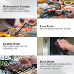 PARGRILL 128 PCS Griddle Accessories Kit - Premium Flat Top Grill Accessories Set for Blackstone & Camp Chef, Stainless Steel BBQ Tool Utensils Gift Grilling Set for Lover Outdoor Men Women dad