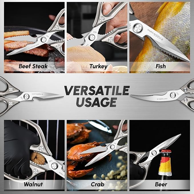 SSGP Kitchen Shears Set, All Purpose Heavy Duty Poultry Shears, Sharp Japanese Meat Scissors, Dishwash Safe Stainless Steel Kitchen Scissors for Food, Chicken Bones, Turkey, Christmas Gifts Women Men