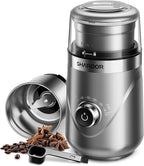 SHARDOR Electric Super Silent Blade Coffee Grinder, Timed Grind Control Rotary Knob, Adjustable Coarse to Fine for Coffee Beans, Spices & Herbs, with 1 Removable Stainless Steel Bowl, Sliver