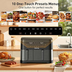12QT Large Air Fryer with Dual Basket (4QT+8QT), 13-in-1 Digital Touchscreen Double Zone Air Fryers with 50pcs Paper Liners, Sync & Dual, for Bake, Roast, Shake Reminder, Dishwasher Safe