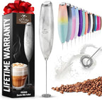 Zulay Powerful Milk Frother for Coffee with Powerful Motor - Handheld Frother Electric Whisk, Milk Foamer, Mini Mixer & Coffee Blender Frother for Frappe, Latte, Matcha, No Stand - Marble