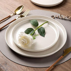 AmorArc Ceramic Dinnerware Sets with Pasta Bowls for 4, Handpainted Plates and Bowls Set with Rustic Terracotta Underside, Scratch Resistant Dishes Set, Dishwasher & Microwave Safe, 16 Pcs