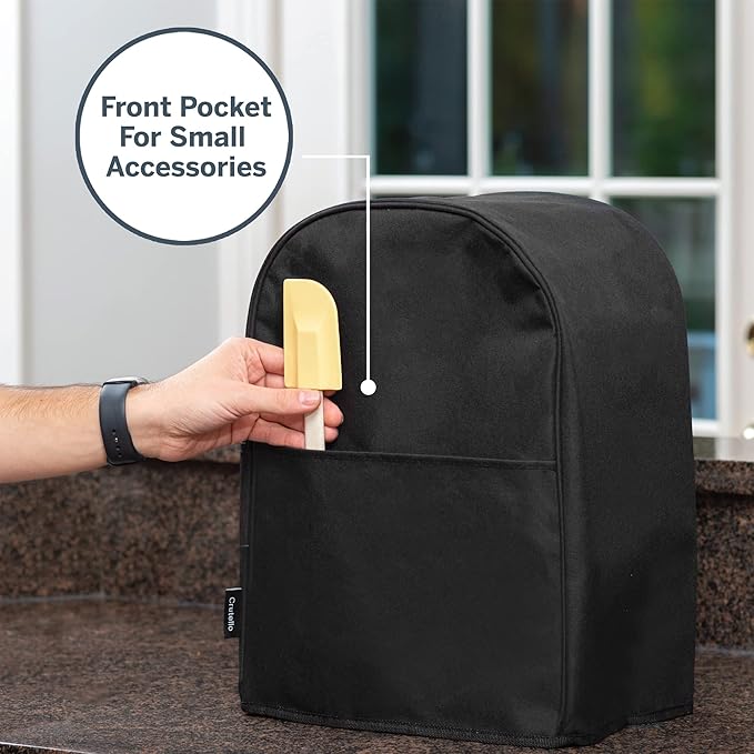 Crutello Food Processor Cover with Storage Pockets for Large Custom 11-14 Cup Processors - Compatible with Ninja Blender - Large Black Food Processor Cover