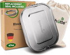 Blockhütte Stainless Steel Lunch Box for Adults I 47oz I Bento Box 3 Compartments with free Sealing, Leak-Proof Container, Metal Lunchbox for Travel, Work, Eco-Friendly Meal Storage Solution