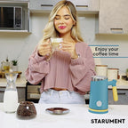 Starument Electric Milk Frother - Automatic Milk Foamer & Heater for Coffee, Latte, Cappuccino, Other Creamy Drinks - 4 Settings for Cold Foam, Airy Milk Foam, Dense Foam & Warm Milk - Easy to Use