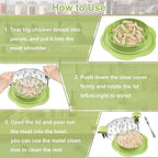 SURETIVIAN Chicken Shredder Large Chicken Breast Shredder Tool Twist with Brush&Fork, Visible Meat Shredder Machine, Anti-Slip Strip, Ergonomic Handle, BPA Free, Pork Beef Chicken(Matcha)