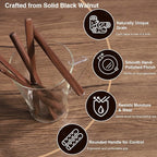 Black Walnut Wood Coffee Stirrers, 6Pcs 6 Inch Reusable Stir Sticks for Coffee, Tea, Milk, Espresso, Peanut Butter Spreader, Multifunctional Wooden Stirrers with Smooth Finish (Brown, 6pcs)