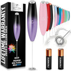 Zulay Kitchen Milk Frother Handheld Electric Whisk with AA Duracell Batteries – Durable Drink Mixer for Coffee, Lattes, Cappuccinos & More - Galaxy