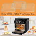 ALJ 3PCS Air Fryer Oven Mesh Rack for COSORI 10QT Air Fryer Toaster Oven, Premium Dehydrator Rack Shelf Grid Grill Pan Crisper Cooking Plate Tray Insert Grate for COSORI Air Fryer, Dishwasher Safe