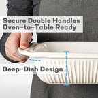 Artena Baking Dish 2.3 Quarts, Casserole Dishes For Oven, Baking Pan With Handles, Lasagna Pan Deep, Large Casserole Dish, Rectangular Ceramic Bakeware, White (Only Baking Dish)