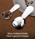 Ugotit Coffee Scoop for Ground Coffee, 1 Tablespoon & 2 Tablespoon Measuring Scoop Set, Heavy-Duty Short Handle 304 Stainless Steel, Fits Airscape Coffee Canister, Espresso & Protein Powder Container